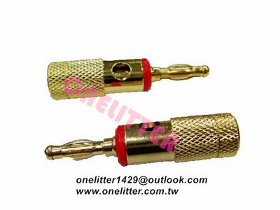 1001R 鍍金十字香蕉插頭(紅色)(2入)